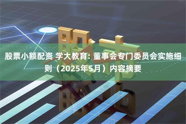 股票小额配资 学大教育: 董事会专门委员会实施细则（2025年5月）内容摘要